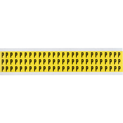 34 Series Black on Yellow Vinyl Cloth Letter Label - Indoor - 11/32" Width - 1/2" Height - 3/8" Character Height - B-498
