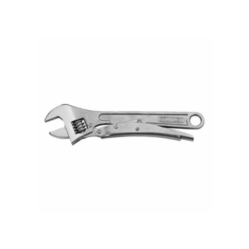 Adjustable Wrench, 10 in OAL, 1-1/4 in Jaw, Steel, Chrome, Plain-Grip Handle