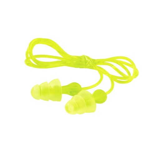 Clear Universal Thermoplastic Elastomer Foam Reusable Corded Triple-Flange Ear Plugs - 26 dB NRR Ear Plug