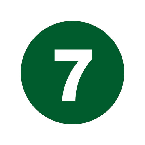 Dark Green Paper Number Labels - 1" Width - 1" Height