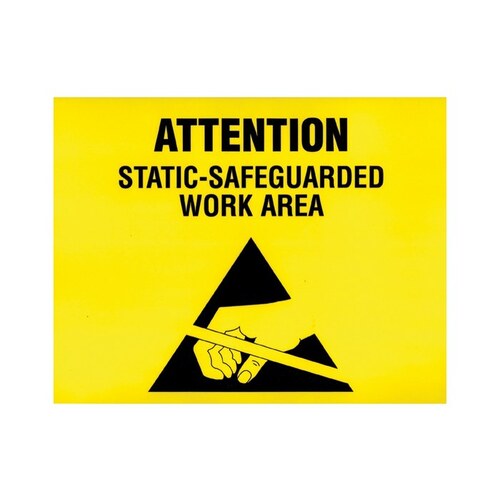 ESD Paper / Plastic Square Yellow Electrical Safety Sign - 11" Width x 8.5" Height - Laminated