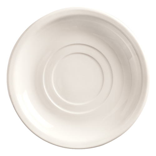 World Tableware Porcelana Rolled Edge 5.5 Inch Bright White Narrow Rim Double Well Saucer, 36 Each
