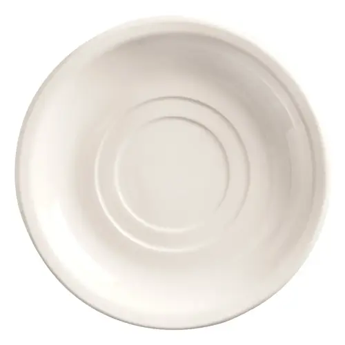 WORLD TABLEWARE 840-215-005 World Tableware Porcelana Rolled Edge 5.5 Inch Bright White Narrow Rim Double Well Saucer, 36 Each