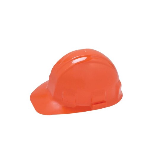 High-Visibility Orange High Density Polyethylene Cap Style Hard Hat - 6-Point Suspension - Ratchet Adjustment