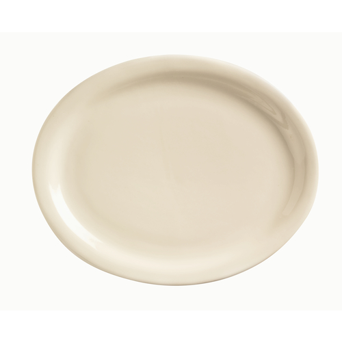 World Tableware Kingsman White 13.25 Inch X 10.25 Inch Narrow Rim Cream White Platter, 12 Each