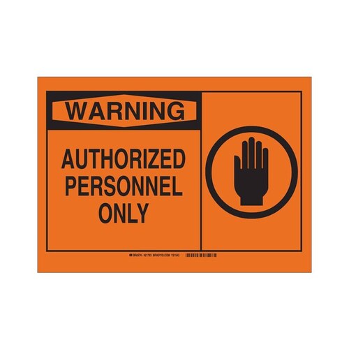 B-401 High Impact Polystyrene Rectangle Orange Restricted Area Sign - 10" Width x 7" Height