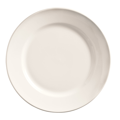 World Tableware Porcelana Rolled Edge 10.5 Inch Bright White Wide Rim Plate, 12 Each