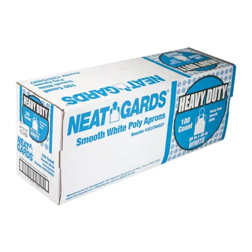 NEATGARDS 303764027 Neatgards Heavy Duty Smooth White Poly Apron, 100 Each