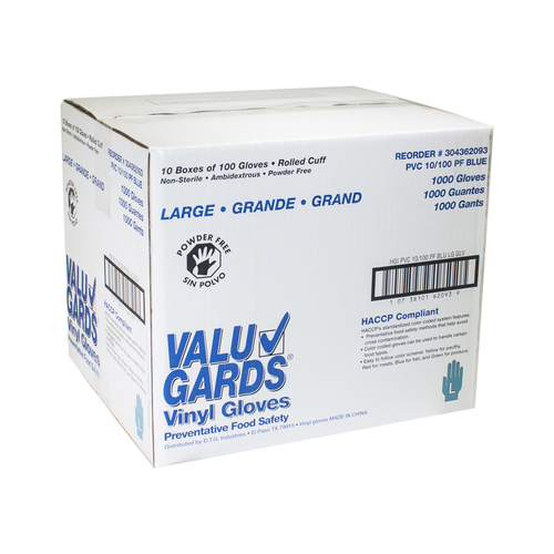 GLOVE VINYL BLUE POWDER FREE LARGE