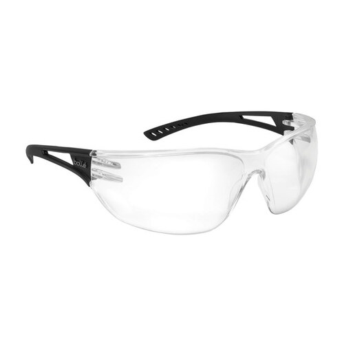 253-SL-400 Universal Polycarbonate Standard Safety Glasses Clear Lens - Matte Black Frame - Wrap Around Frame