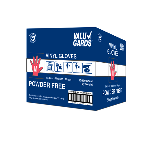 Valugards Powder Free Medium Vinyl Glove Foodservice, 100 Each