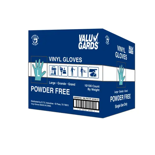 VALUGARDS 304340183 Valugards Large Powder Free Vinyl Glove, 100 Each
