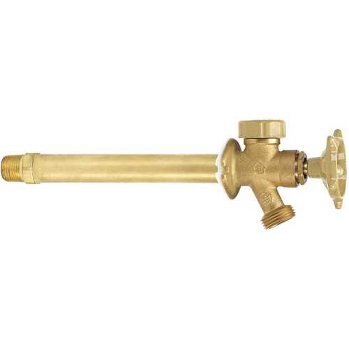 Everbilt VFFASPG19EB 3/4 in. MIP and 1/2 in. FIP x 3/4 in. MHT x 12 in. Brass Anti-Siphon Frost Free Sillcock Valve