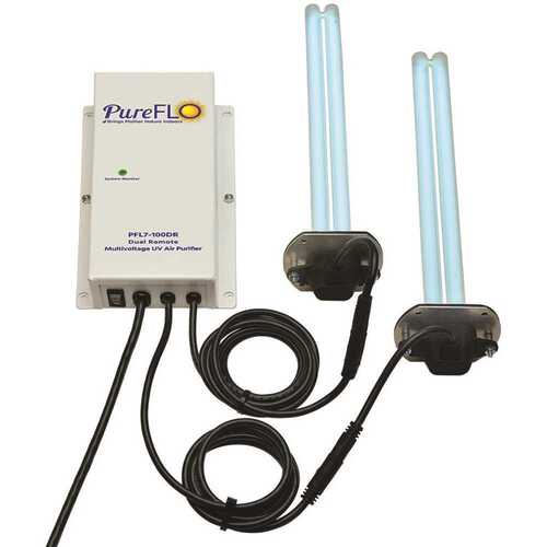 PremierOne Products PFL7-100DR-16 Remote Dual Lamp Unit with Two 16 in. 180 Microwatt Lamps And Two Magnetic Z-Brackets Air Purifier