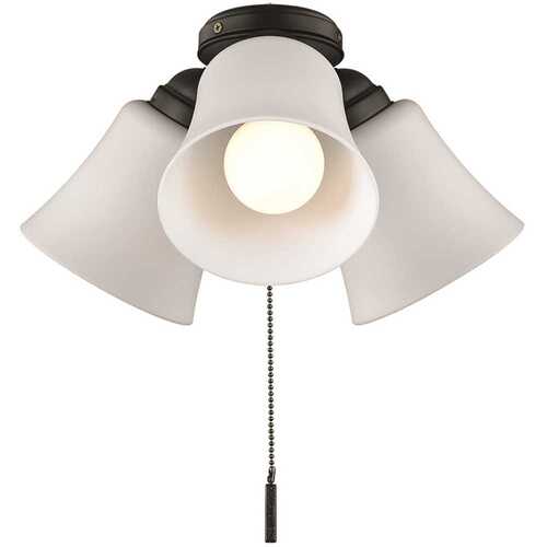 Hampton Bay 37300 Williamson 3 Light Matte Black Universal LED Ceiling Fan Shades Light Kit