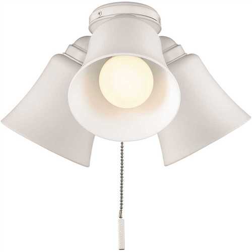 Hampton Bay 37301 Williamson 3 Light Matte White Universal LED Ceiling Fan Shades Light Kit