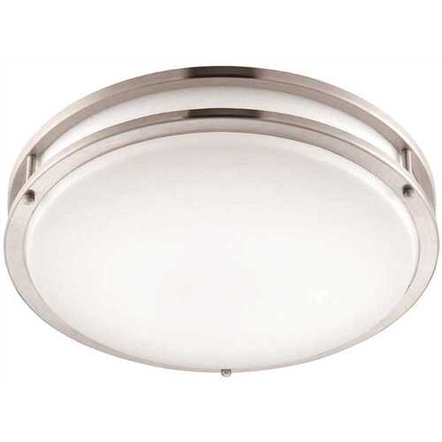 PIRATE BRANDS HDP1414C3C-35 14 in. Brushed Nickel Selectable LED CCT Round Flush Mount Light