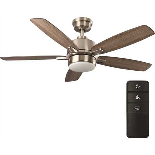 Home Decorators Collection 37803 Fawndale 46 in. Integrated LED Brushed Nickel Ceiling Fan with Light