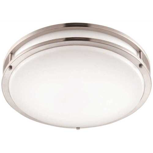 10 in. 1-Light Brushed Nickel Selectable Dimmable LED Flush Mount