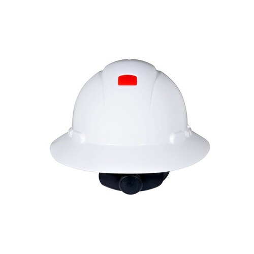 Full Brim White Hard Hat with 4-Point Ratchet Suspension and Uvicator