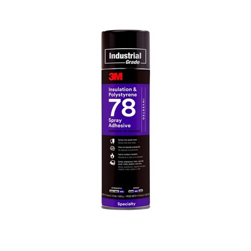 Insulation & Polystyrene 78 Spray Adhesive Clear 24 fl oz Can Orientation: Inverted - - 17.9 oz Net Weight