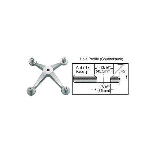 Polished Stainless 4-Way Heavy Duty Post Mounted Spider Fitting