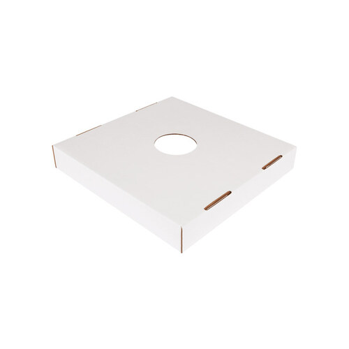 White 200#/ECT-32 Corrugated Trash Can Lids - 15" Overall Length - 11" Width