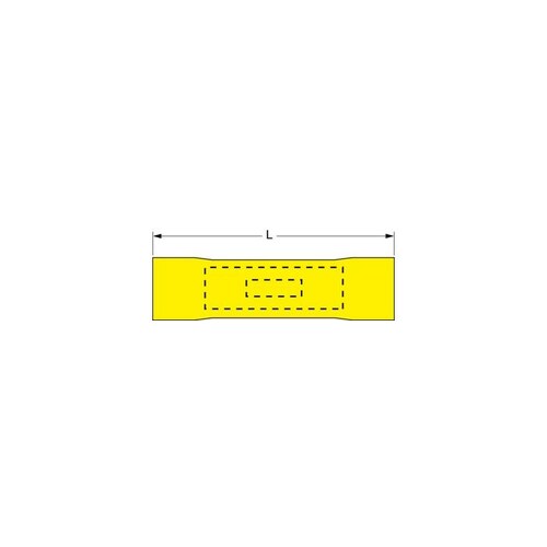 3M MV10BCK-XCP500 Yellow Seamless Vinyl Seamless Butt Connector - 1.2" Length - 0.218" Max Insulation Outside Diameter - 0.142" Inside Diameter - pack of 500