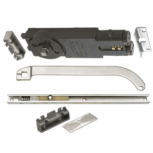 ANSI Grade 1 Regular Duty Spring 90 Degree Hold-Open Overhead Concealed Closer With "S" Offset Slide-Arm Hardware Package Aluminum