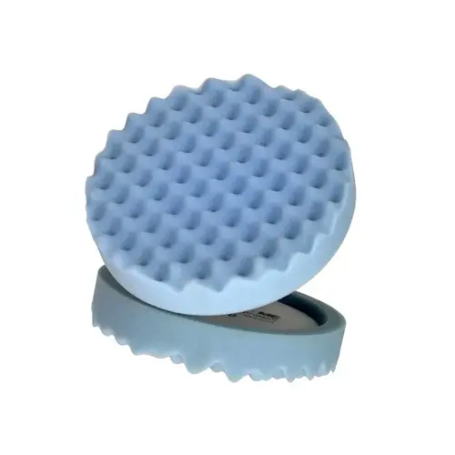 0 Single Sided Ultrafine Polishing Pad, 8 in Dia, Hook and Loop Attachment, Foam Pad, Blue