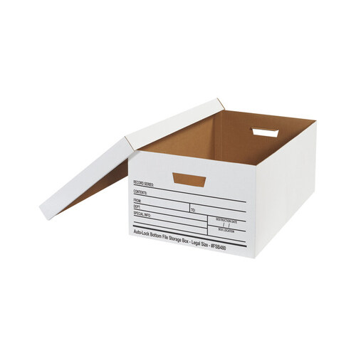 Shipping Supply FSB480 White AutoLock Bottom File Storage Boxes 24