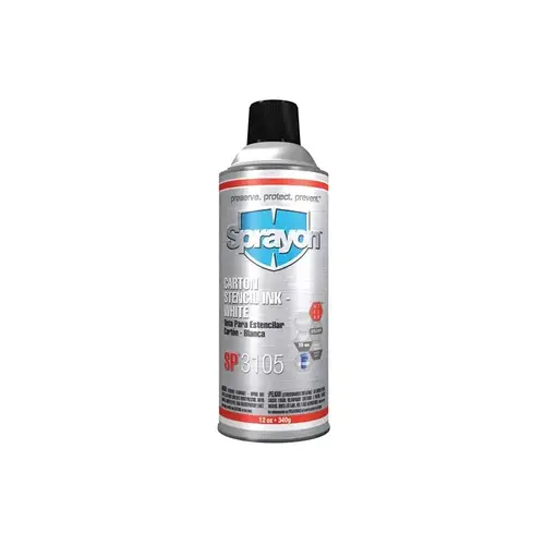 Sprayon SC3105000 31057 White Stencil Ink - 12 oz Aerosol Can - 12 oz Net Weight