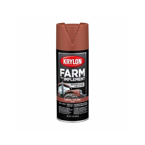 KRYLON K01951007 Farm and Implement Primer, Sandable Red Oxide Primer, 12 oz