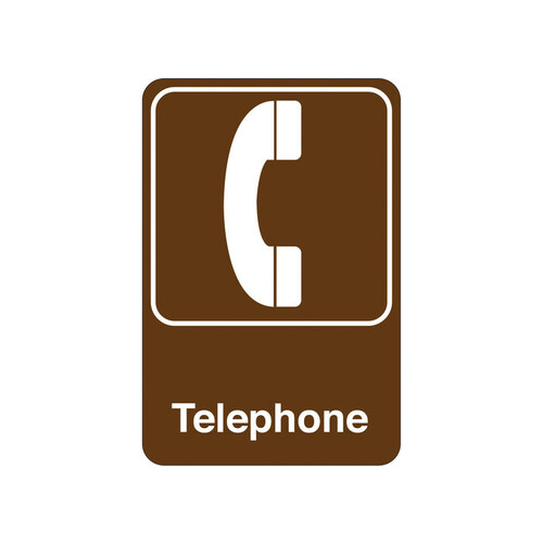 Plastic Brown Phone Location Sign - 9" Width x 6" Height