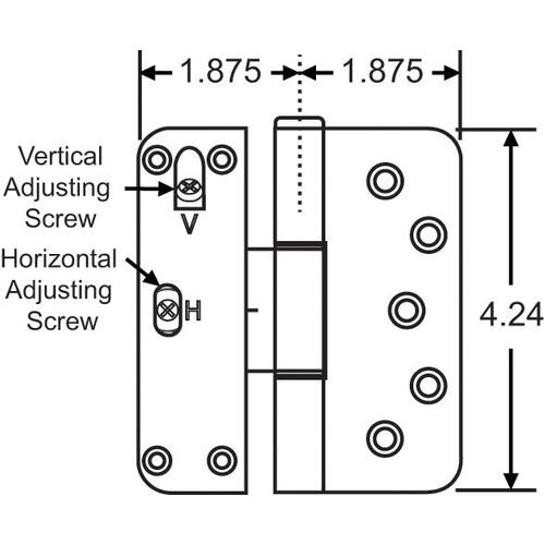 Brixwell 56-147anrh 2 WAY ADJ HINGE RH ANT NICKEL REMOVABLE PIN