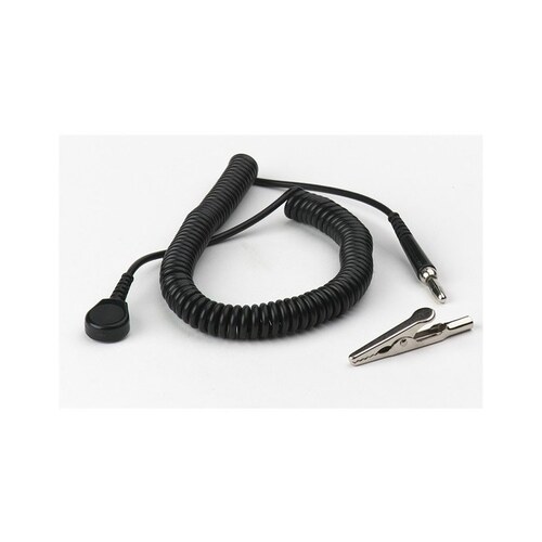 Wrist Strap Single Conductor Coiled ESD Grounding Cord - 5 ft Length - 4 mm Snap - pack of 25