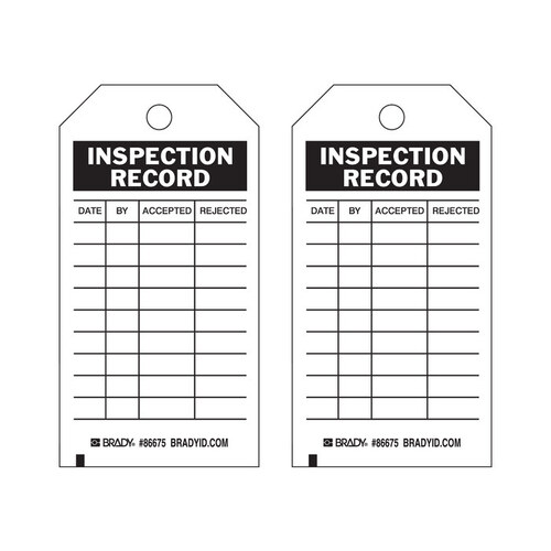 Black on White Cardstock General Inspection General Inspection Tag - 3" Width - 5 3/4" Height - B-853 - pack of 100