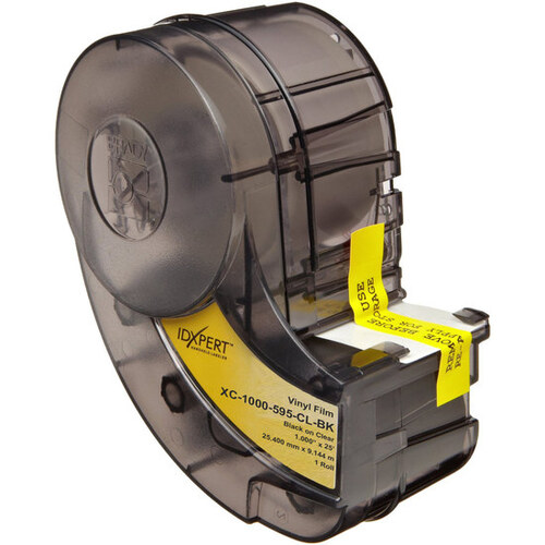 Black on Clear Vinyl Continuous Thermal Transfer Printer Label Cartridge - 1" Width - 25 ft Length - B-595