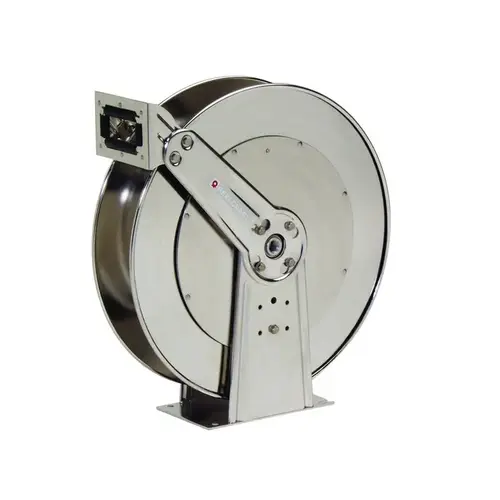 Reelcraft Industries D83000 OLS Stainless 80000 Series Hose Reel - 75 ft Capacity - Spring Drive Silver
