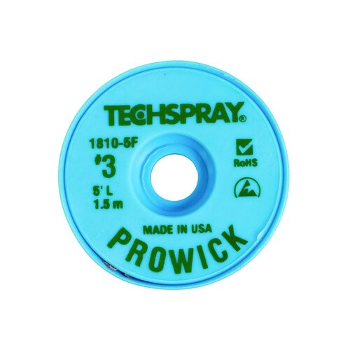 Techspray 1810-5F #3 Green Rosin Flux Coating Desoldering Braid - 5 Ft ...