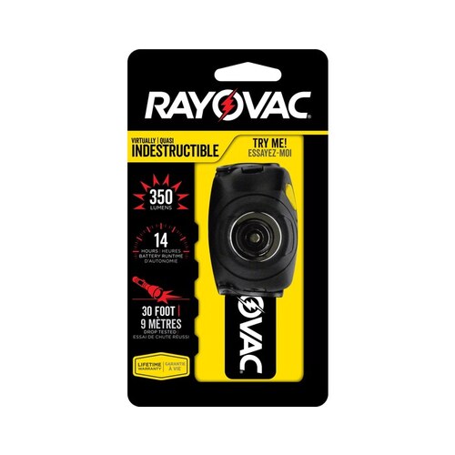 Rayovac DIYPHL3AAA-BTA Virtually Indestructible Black Headlamp - 180 Lumens White - (3) AAA 2 Modes - DIYHPHL-BC