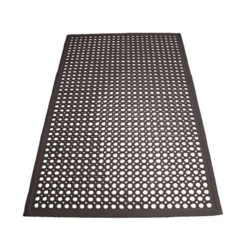 WINCO RBM-35K Rubber Floor Mat 3'x5' Black Bev