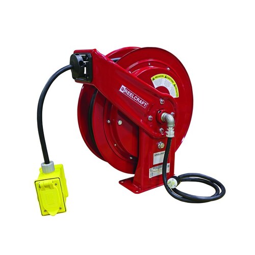 L 70000 Series Cord Reel - 75 ft Cable Included - Spring Drive - 15 Amps - 125V - Duplex GFCI - 12 AWG