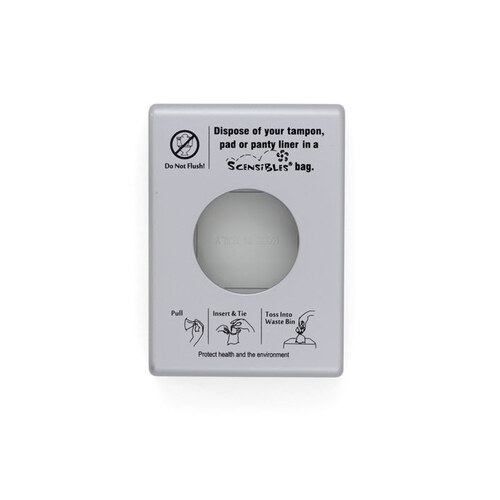 White Plastic Personal Disposal Bag Dispensers - Pull Out by Hand Dispensing - 5.25" Overall Length - 3.75" Width