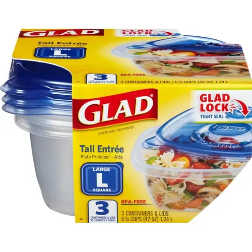 GLAD 78082 GladWare Tall Entree 42oz 6/3ct