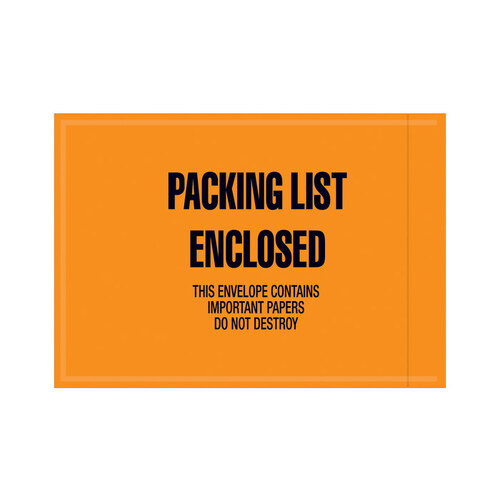 Orange Mil-Spec "Packing List Enclosed" Envelope - 6" x 4 1/2" - pack of 1000