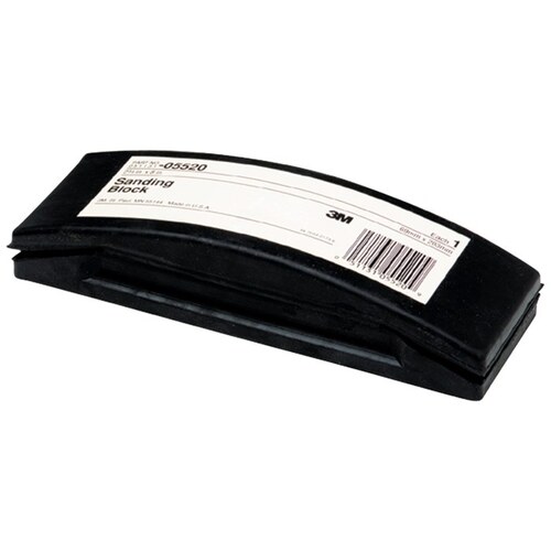 Sanding Block, 8 in Dia L x 3 in W, Rubber Black