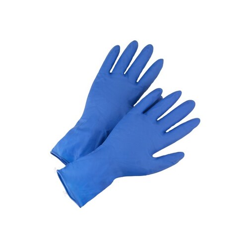 2550 Blue Large Disposable Cleanroom Gloves - 11.5" Length - Rough Finish - 14 mil Thick