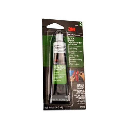3M 3602 Weatherstrip Adhesive, Liquid, Sweet Petroleum, Heavy Black, 1 oz Tube