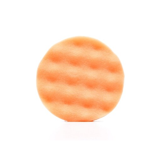 02637 Single Sided Regular Buffing Pad, 3-3/4 in Dia, Hook and Loop Attachment, Foam Pad, Orange